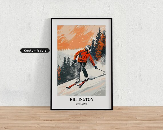 Killington Vermont Ski Resort Skier Powder Slope Winter Travel Poster