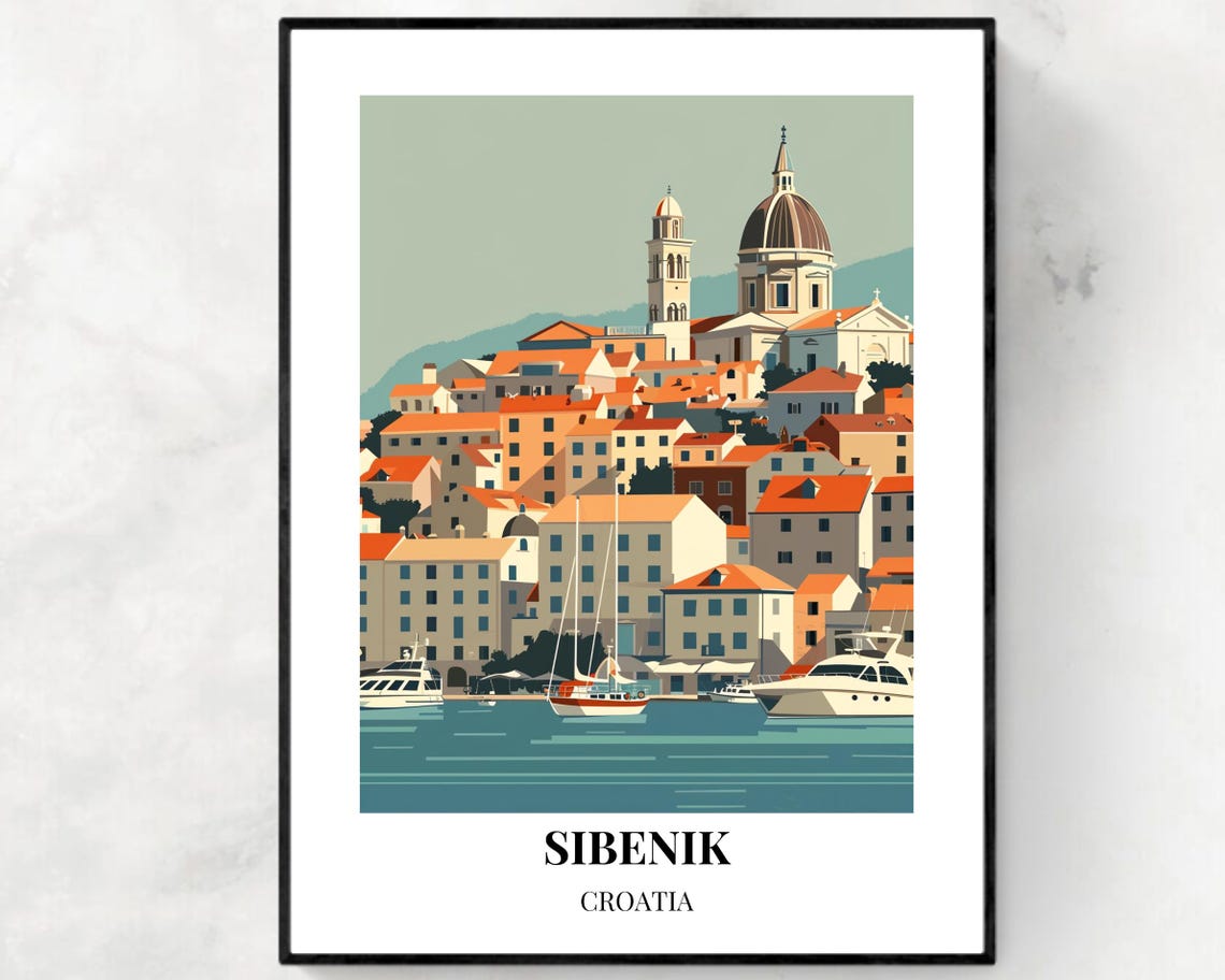 Sibenik Croatia Orange Rooftops Beneath the Cathedral Dome Poster