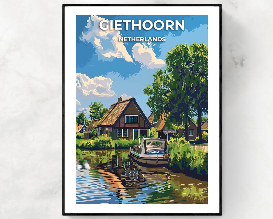 Venice Of The Netherlands Travel Print Wall Art Giethoorn Netherlands City Print Venice Of The Netherlands Travel Gift