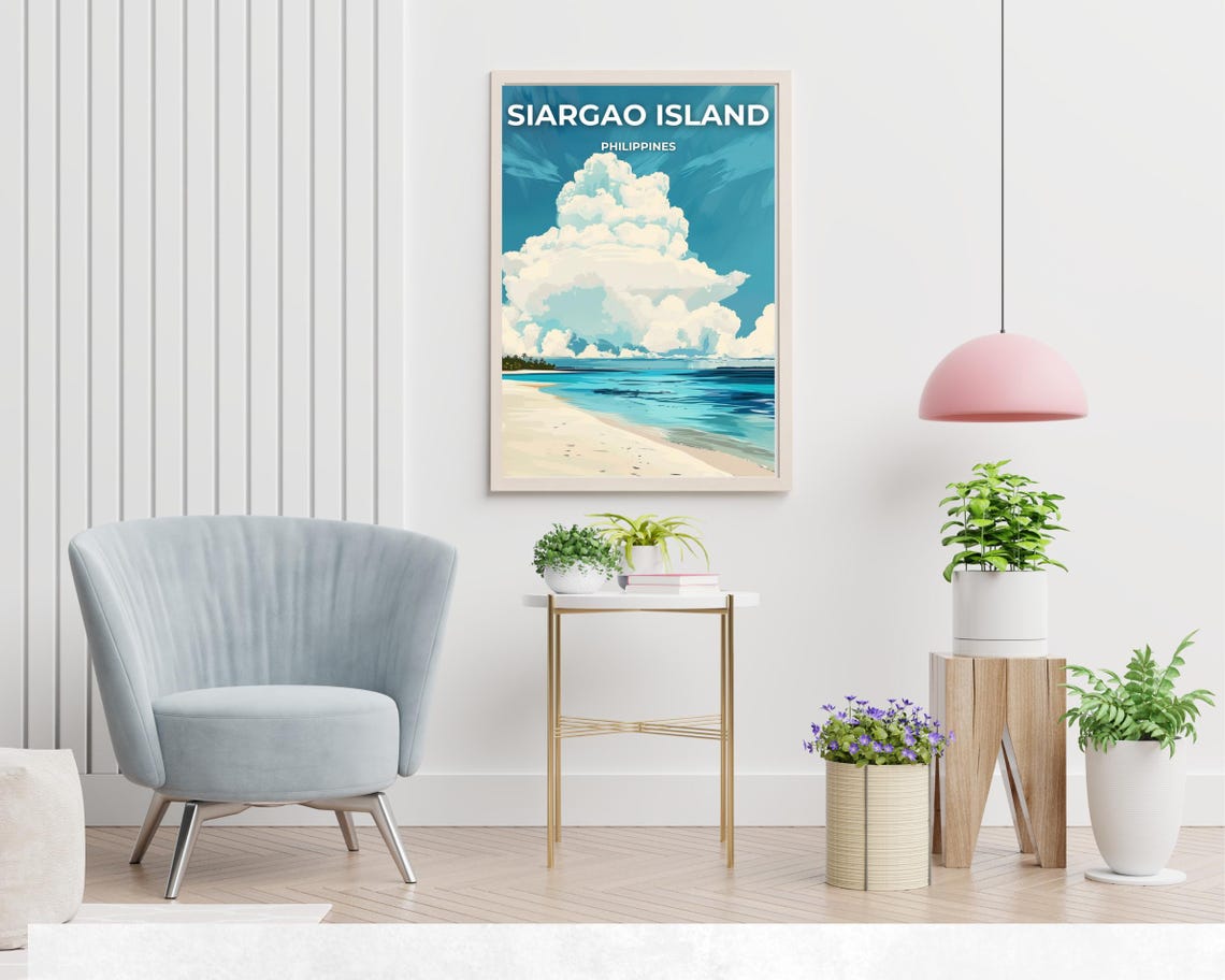 Siargao Island Philippines White Sand Beach Clouds Travel Poster - Image 2
