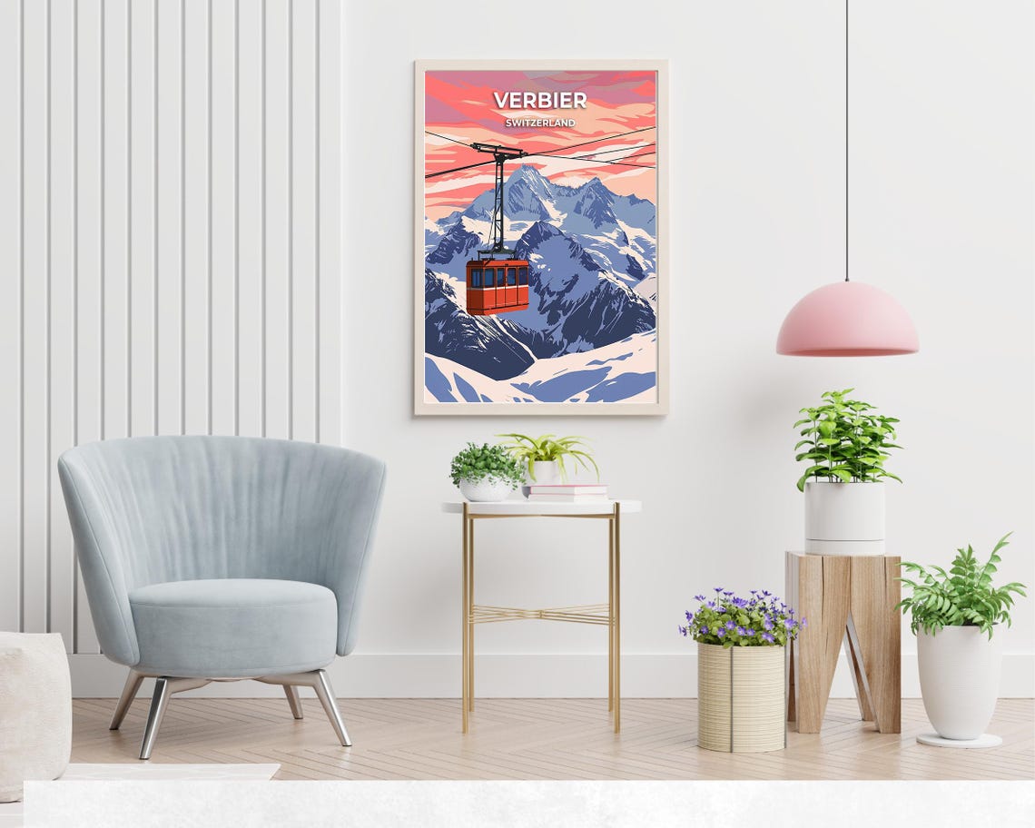 Verbier Switzerland Travel Print Wall Art Verbier Switzerland City Print Verbier Switzerland Travel Gift Verbier Switzerland Poster - Image 2