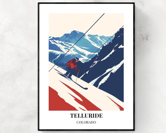 Telluride Travel Print Telluride Ski Poster Colorado Ski Poster Telluride Ski Resort Print