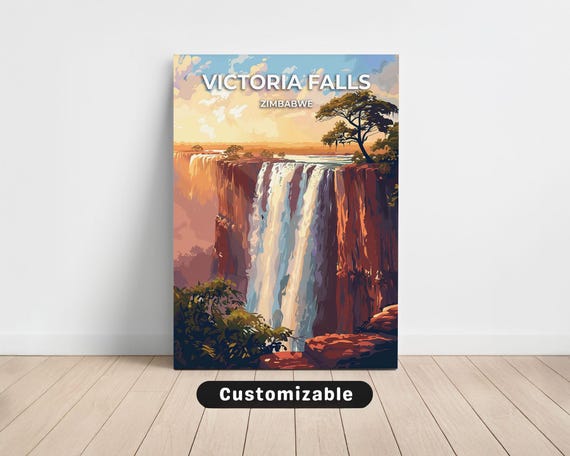 Victoria Falls Zimbabwe Travel Canvas Poster Custom Wall Art Artdigital