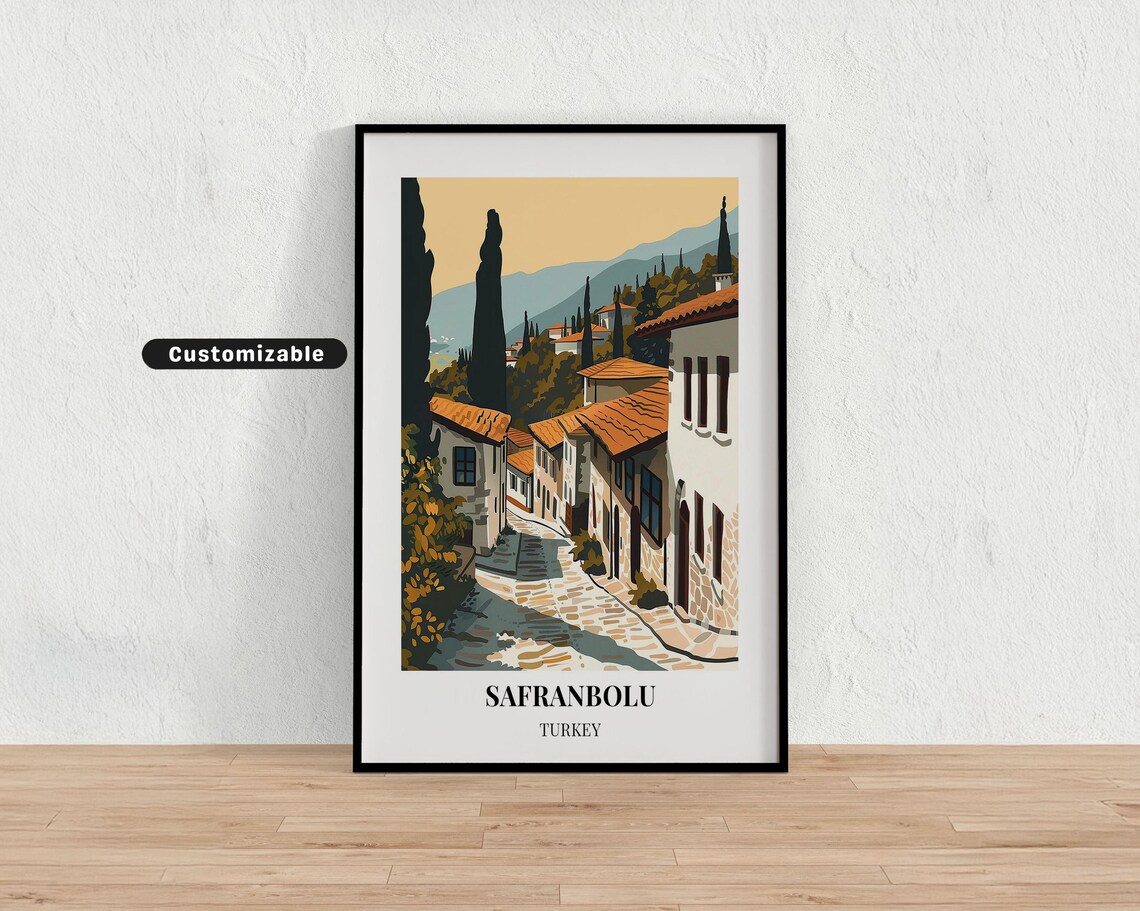 Safranbolu Turkey Ottoman Old Town Street Cypress Hill Vintage Poster
