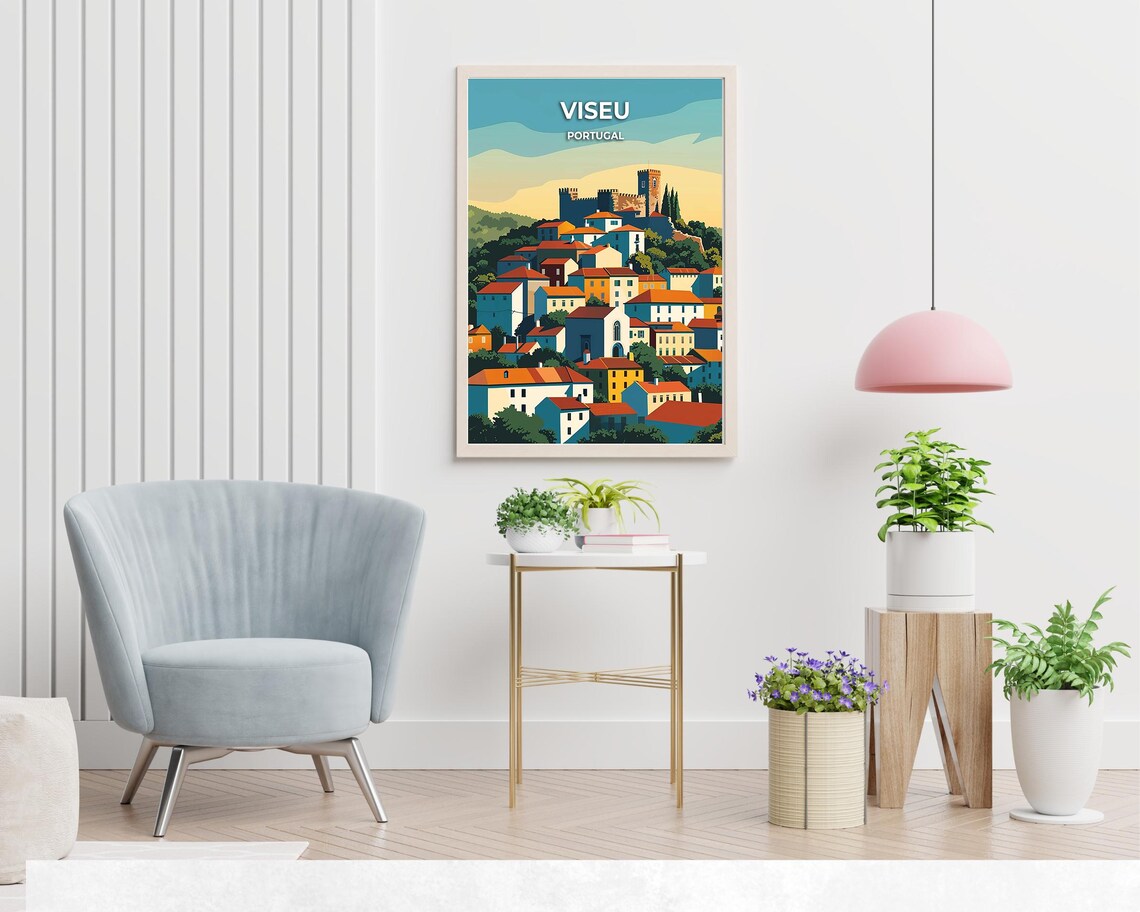 Viseu Portugal City Print, Cathedral Travel Poster - Image 2