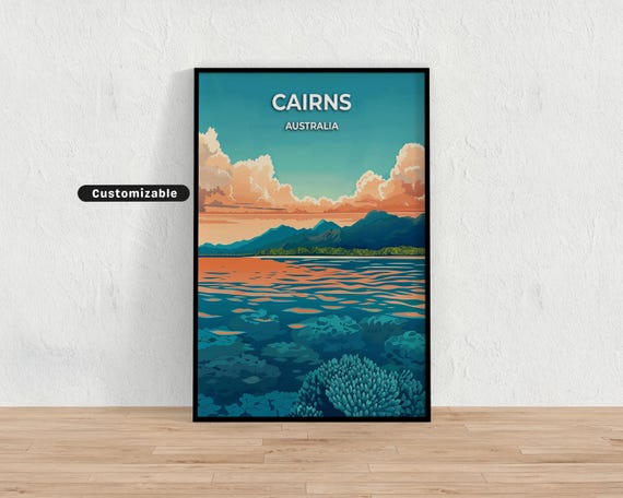 Cairns Australia Travel Poster Custom Wall Art