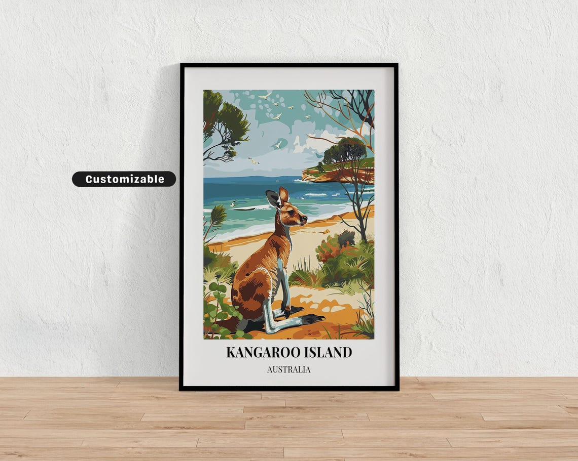 Kangaroo Island Australia Beach Kangaroo Coastal View Travel Poster