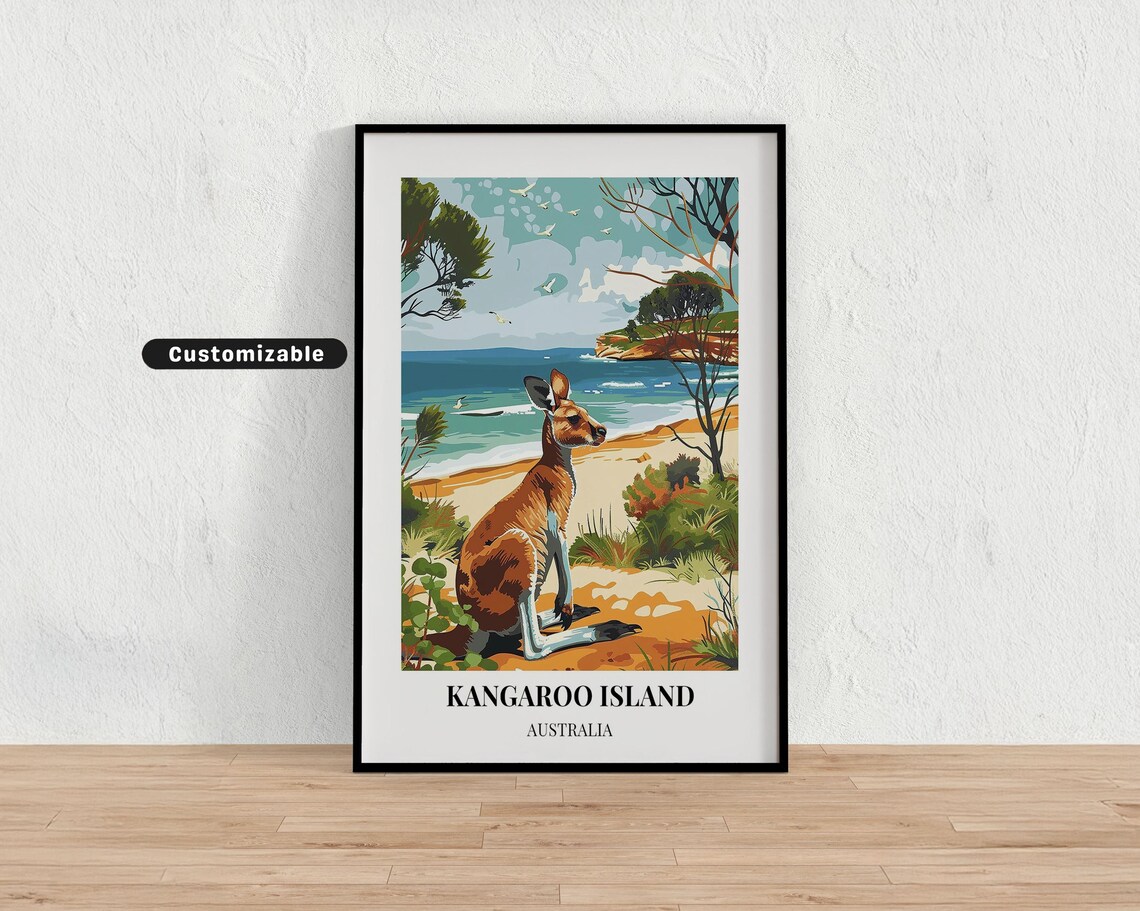 Kangaroo Island Australia Travel Poster Custom Wall Art