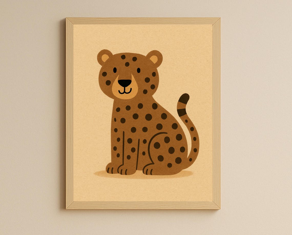 Smiling Leopard Spotted Big Cat Cute Nursery Safari Kids Room Poster