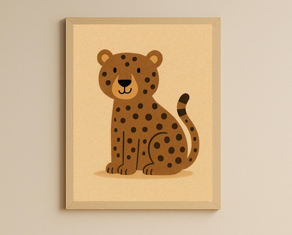 Smiling Leopard Spotted Big Cat Cute Nursery Safari Kids Room Poster