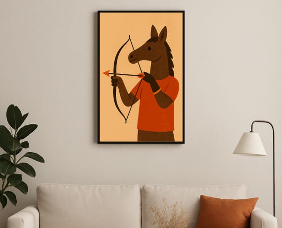 Archery Horse Wall Art Hobby Animal Series Bow Arrow Print For Nursery Playroom Modern Kids Room Decor