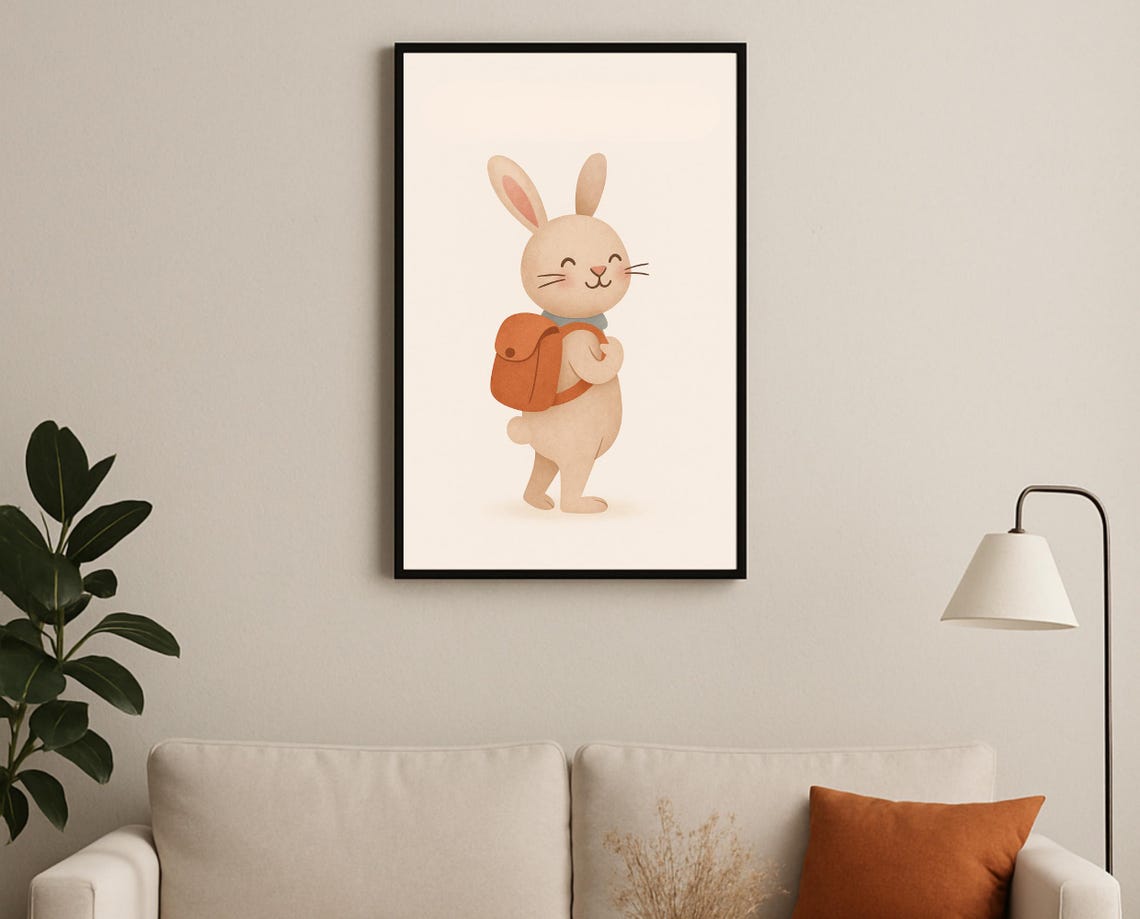 Back To School Bunny Wall Art Nursery And Classroom Decor Teacher Gift