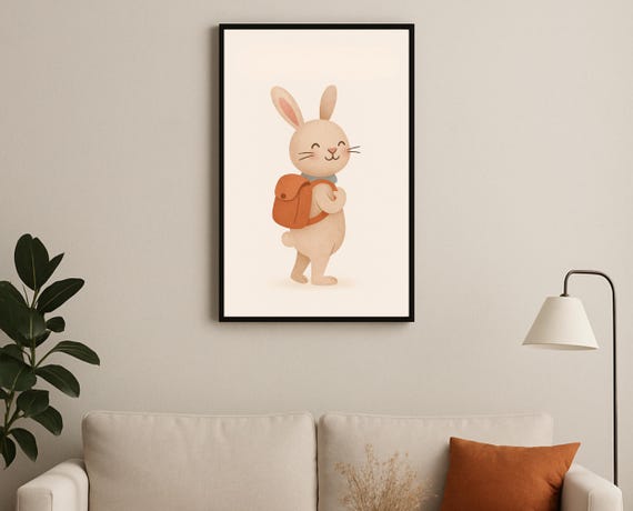 Back To School Bunny Wall Art Nursery And Classroom Decor Teacher Gift