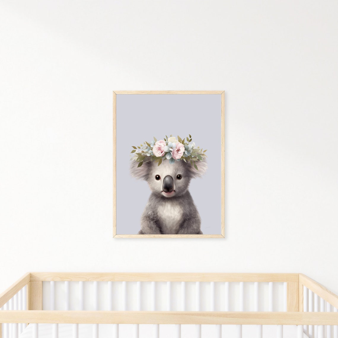 Floral Koala Nursery Print Girl Safari Decor