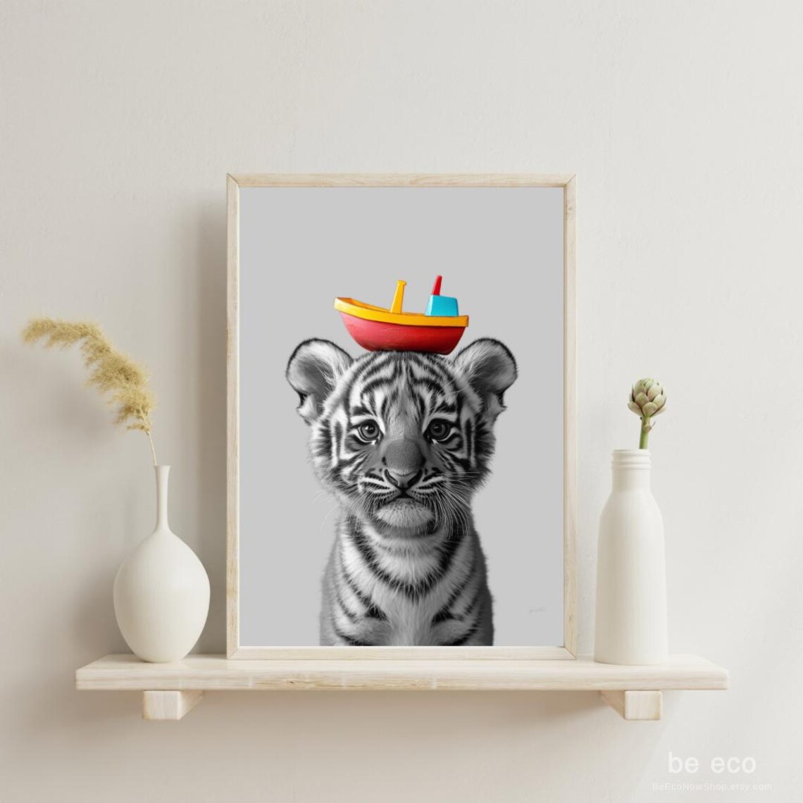 Funny Tiger Art Print Kids Bathroom Decor