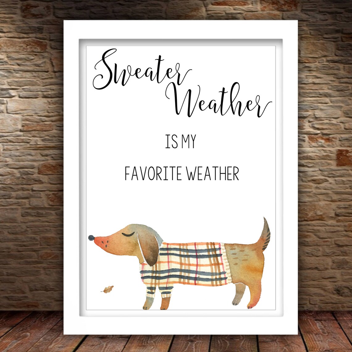 Sweater Weather Is My Favorite Weather Dachshund Plaid Sweater Dog Poster - Image 2