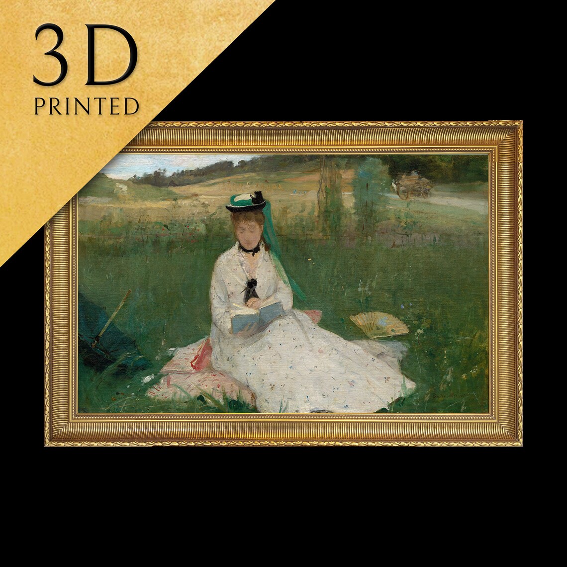 Berthe Morisot Reading Woman in Summer Meadow Book Impressionist Poster