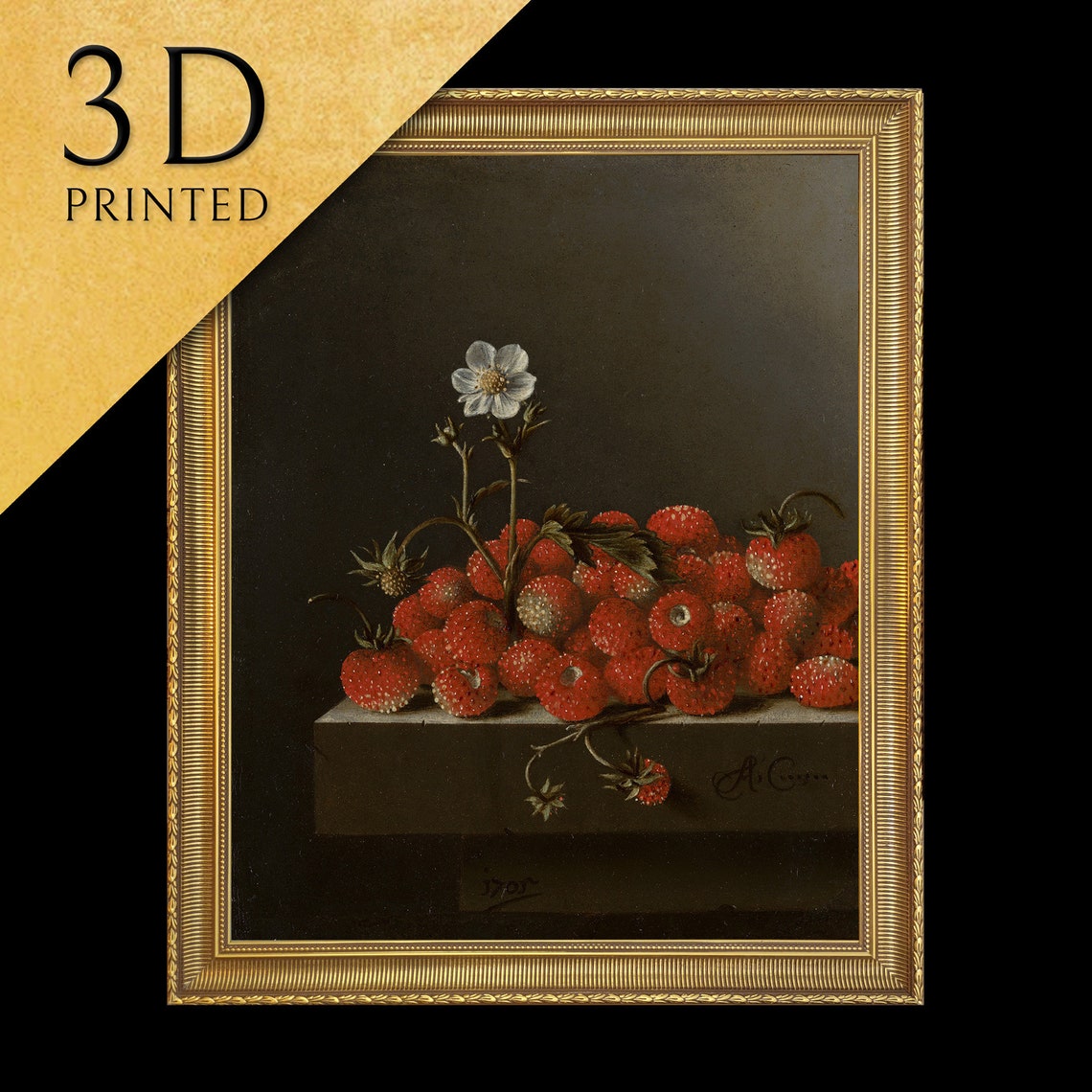 Adriaen Coorte Wild Strawberries 1705 Still Life with Blossom Poster