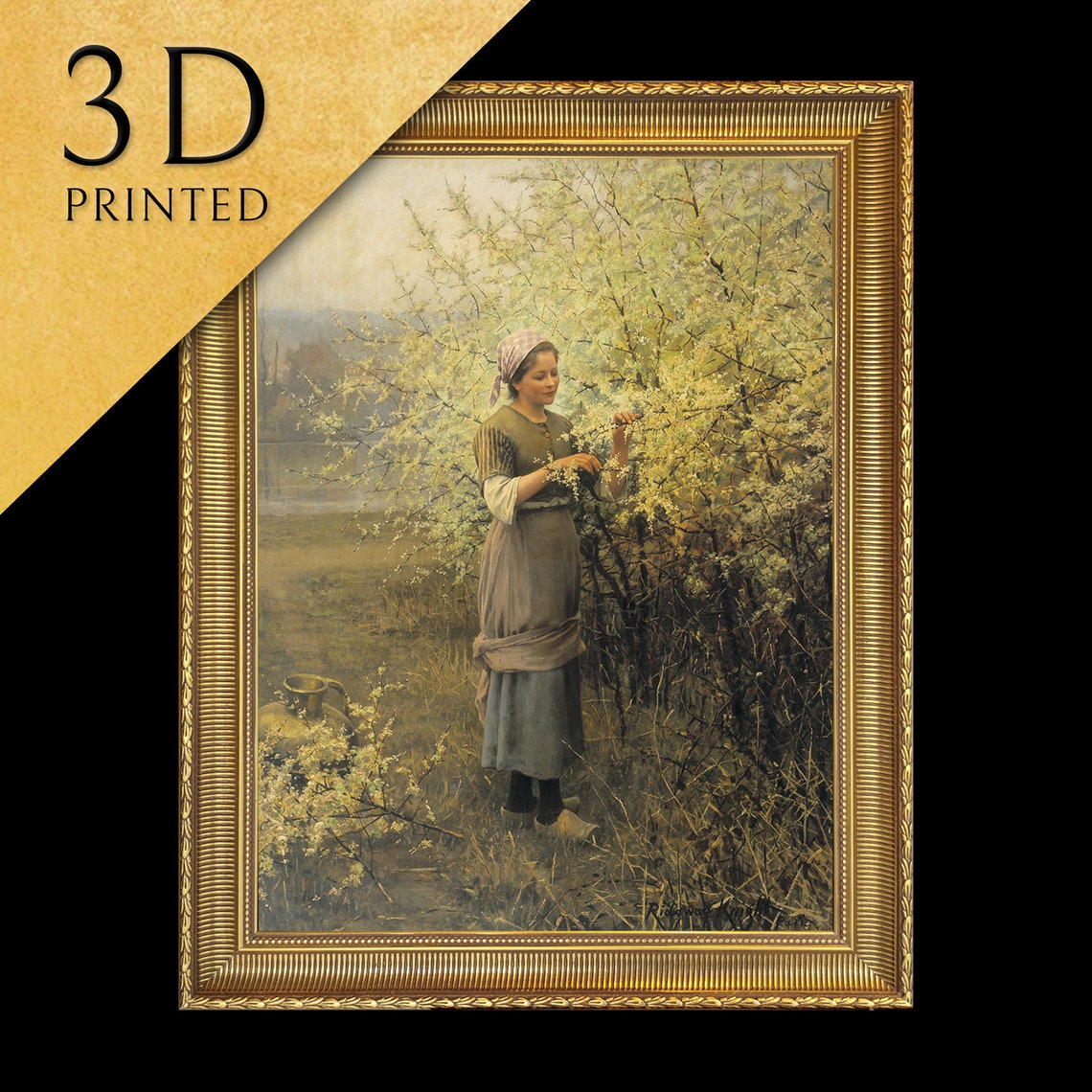 Daniel Ridgway Knight Springtime Blossom Trees Peasant Scene Poster