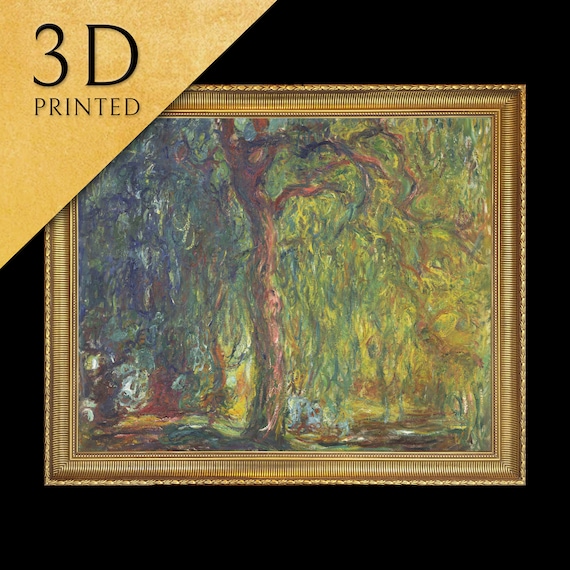 Claude Monet Weeping Willow Over Dark Water Textured Art Poster
