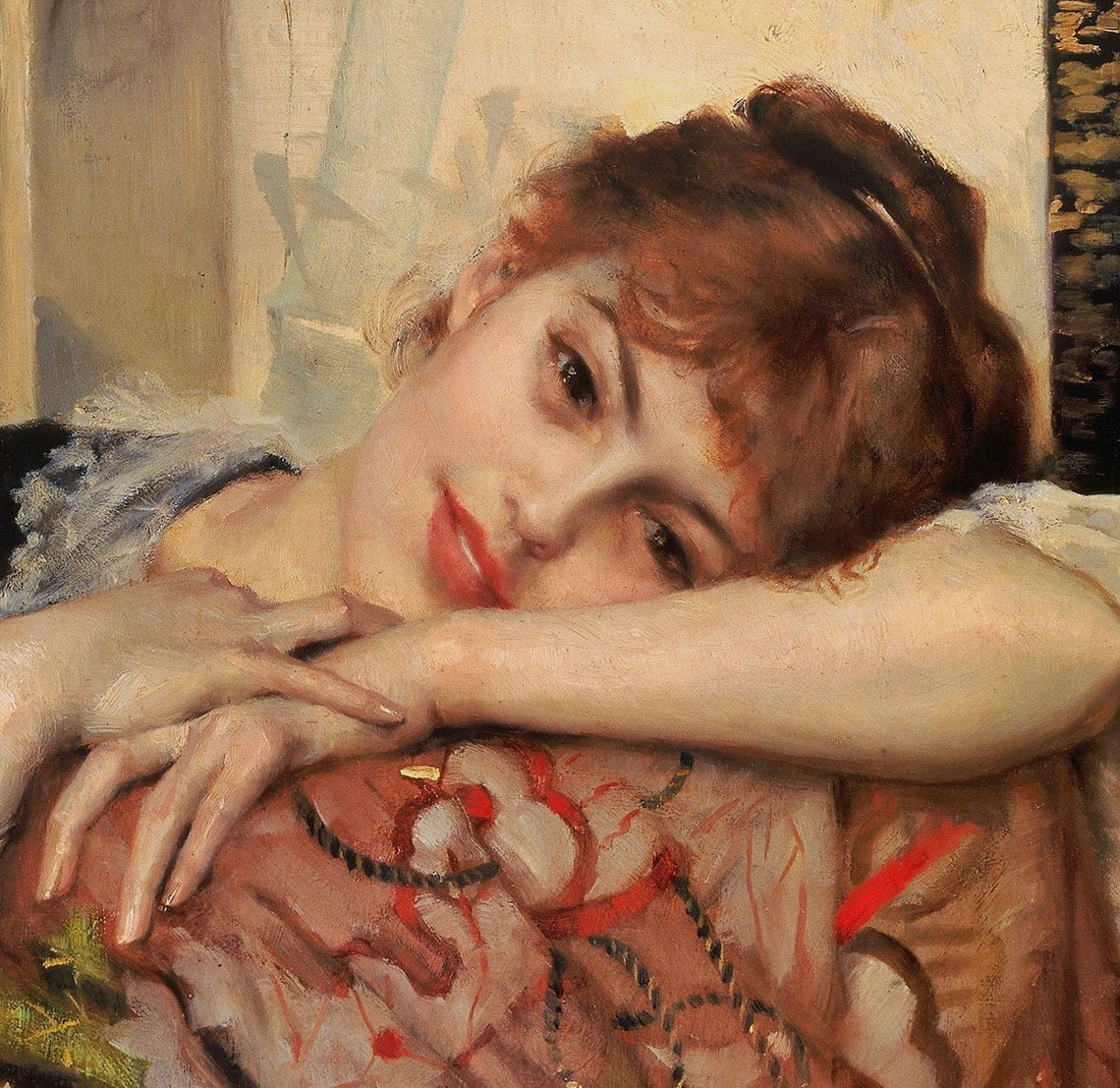 Albert Edelfelt The Parisienne Reclining Woman Portrait Wall Art - Image 2