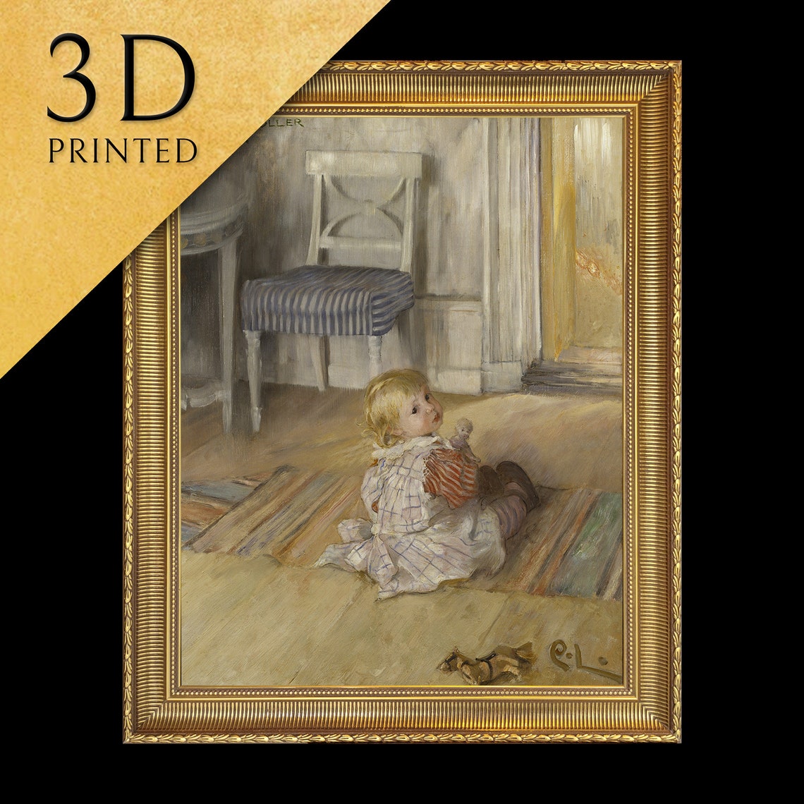 Carl Larsson Pontus Young Child Sitting On Floor Vintage Wall Art