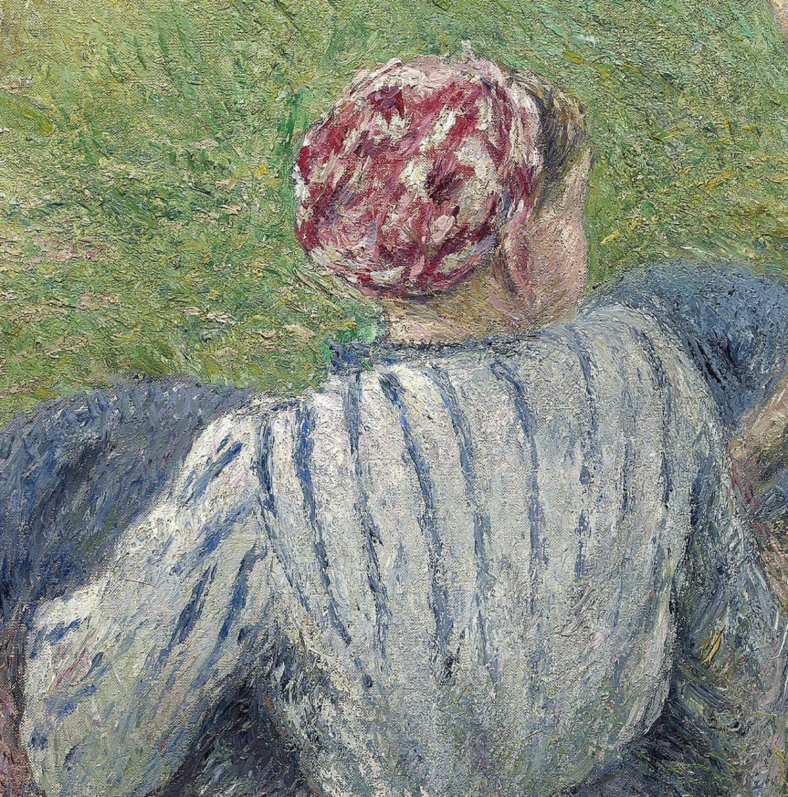 Camille Pissarro Young Peasant Girls Resting Meadow Textured Print - Image 3