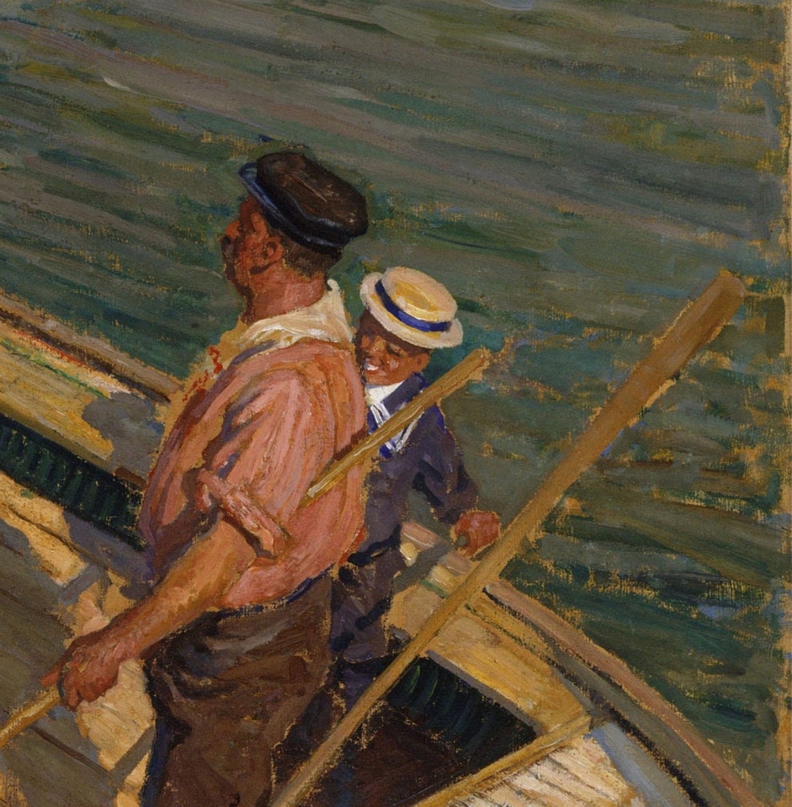 E Phillips Fox The Ferry Women Boarding Boat Scene Textured Print - Image 3