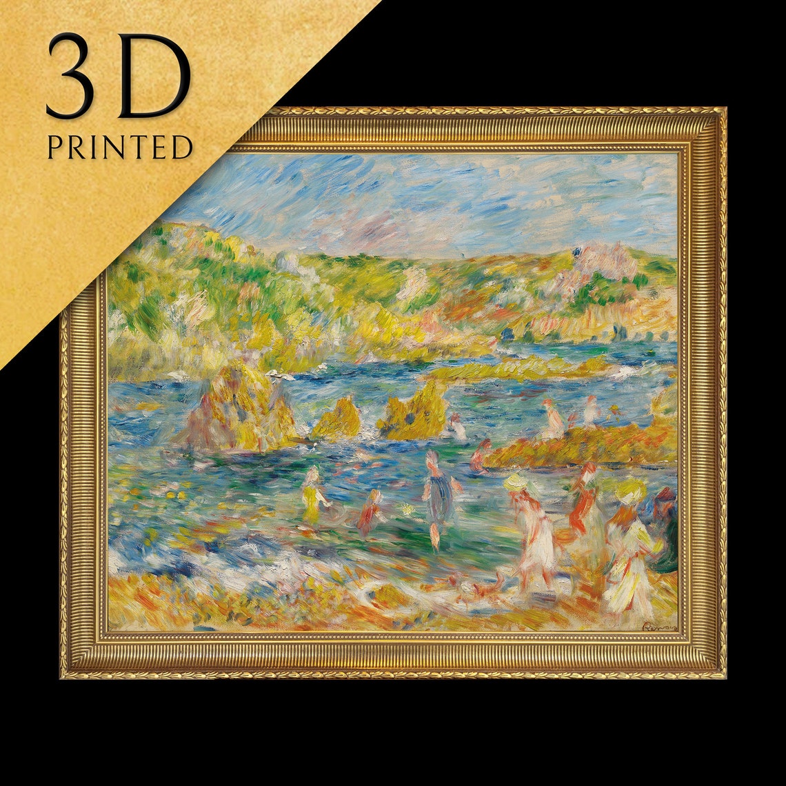 Pierre Renoir Rocky Cove Bathers Coastal Impressionist Poster