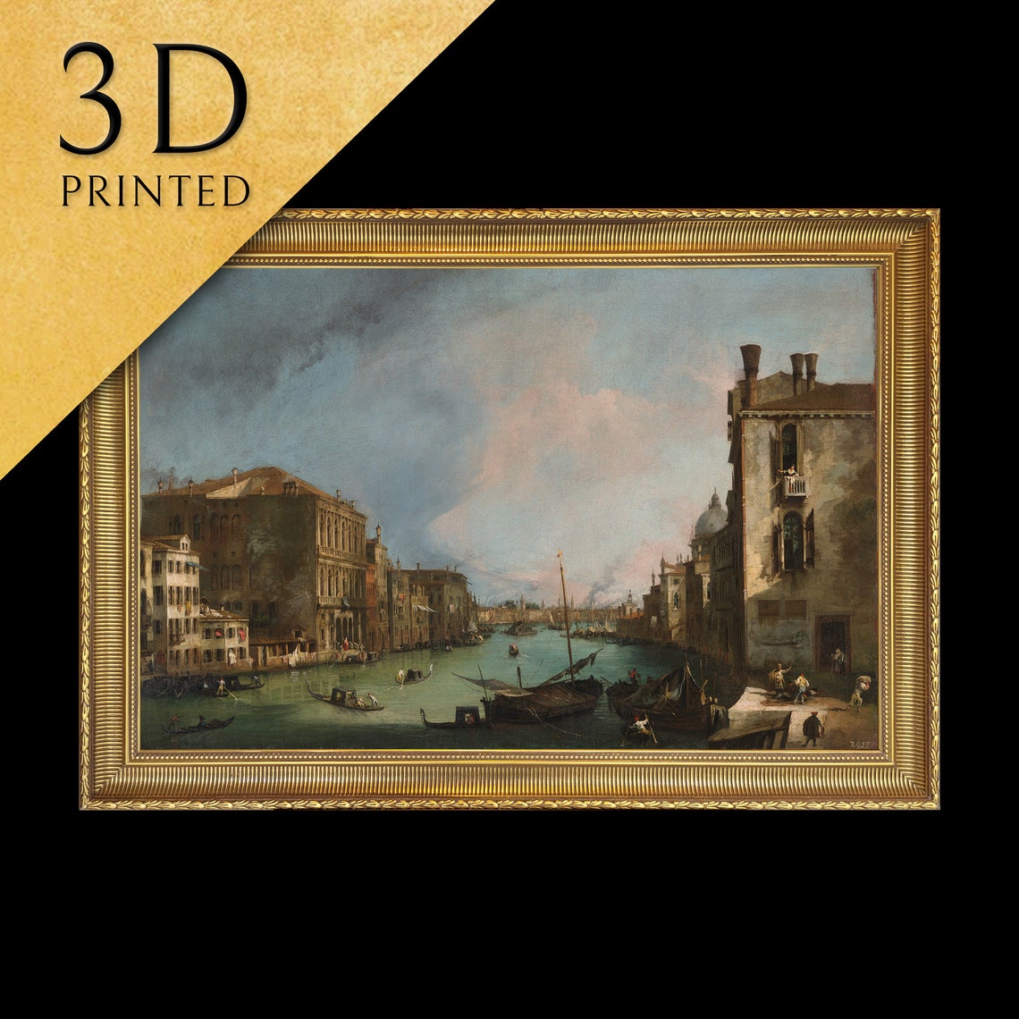 Venetian Canal with Gondolas and Grand Palaces Cityscape Poster