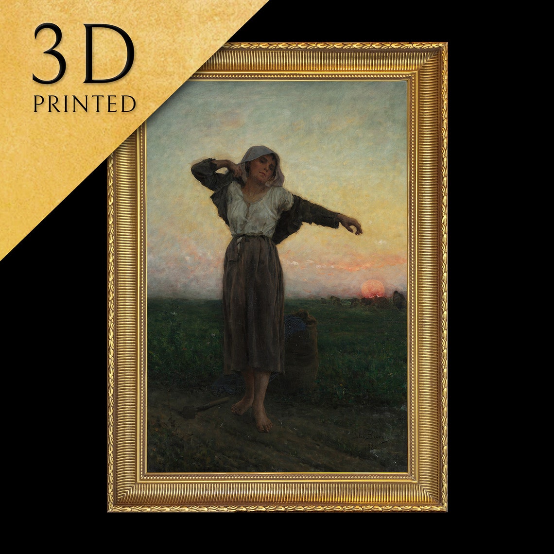 Jules Breton Tired Gleaner Sunset Field Peasant Woman Poster
