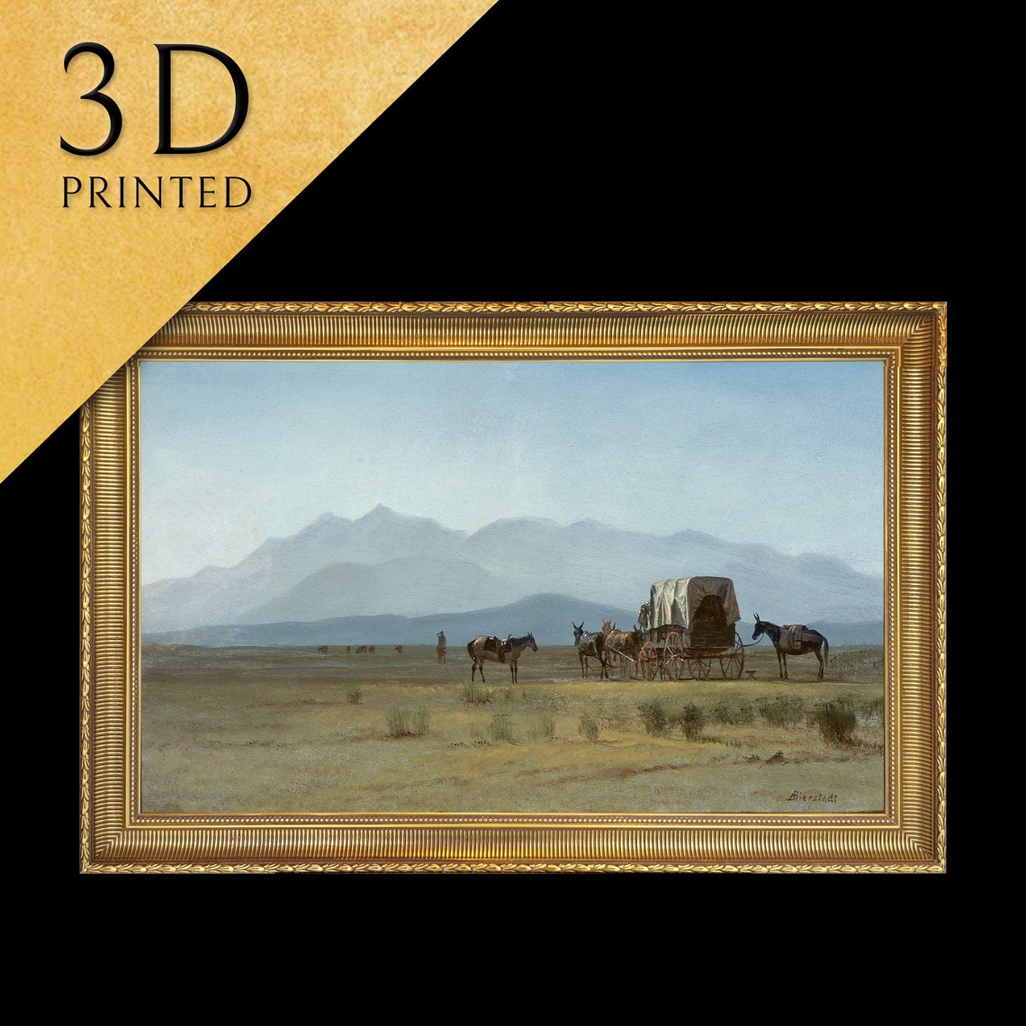Albert Bierstadt Surveyors Wagon Rockies Frontier Scene Textured Print
