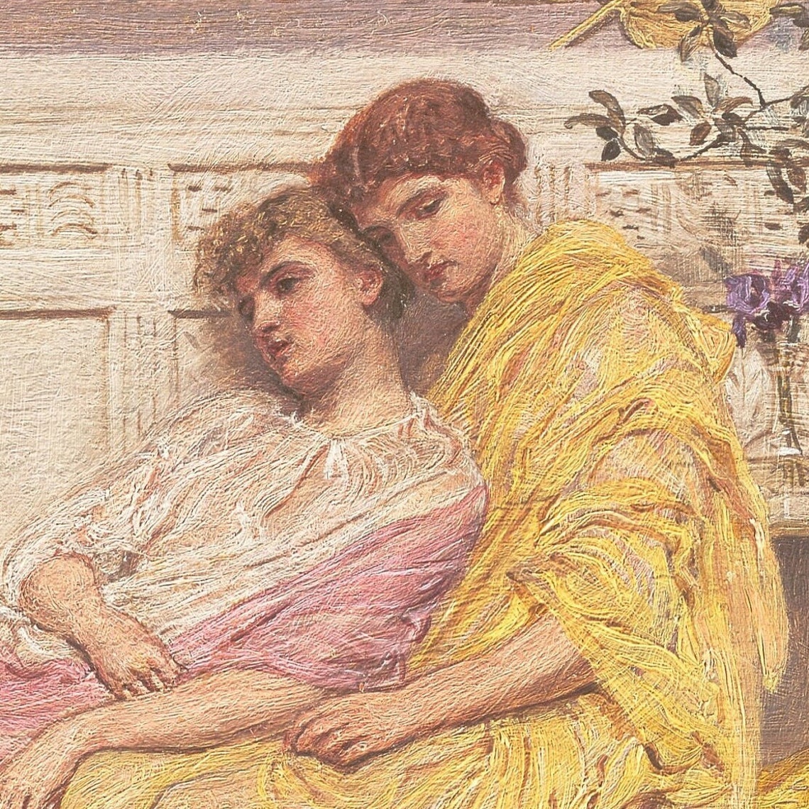 Albert Joseph Moore Classical Musician Lyre Scene Textured Print - Image 3