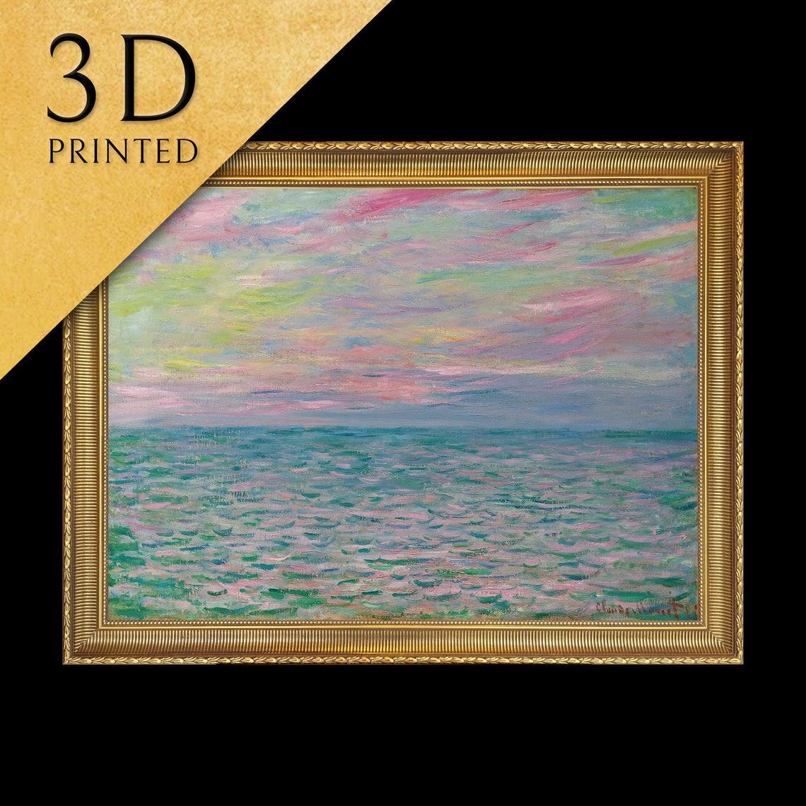 Claude Monet Pourville Sunset Over The Sea Textured Art Poster