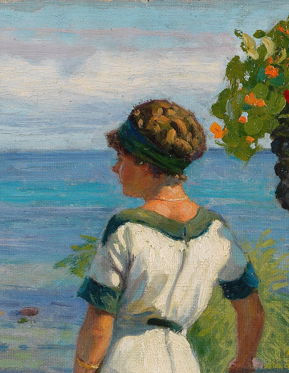 Paul Fischer On the Terrace Woman Overlooking Sea Summer Poster - Image 2