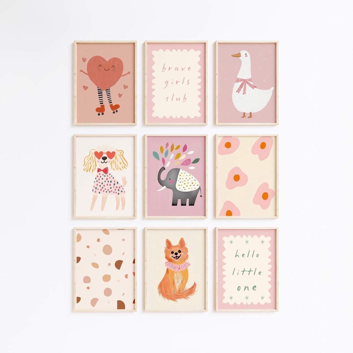 Kids Room Prints Girl Bundle Of 100 Pink Wall Prints Toddler Room Art Girls Nursery Wall Art Playful Animal Prints - Image 3