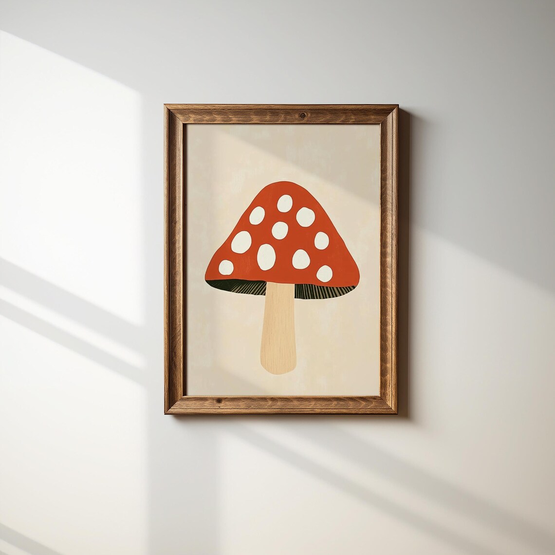 Red Spotted Mushroom Minimalist Modern Woodland Nursery Poster