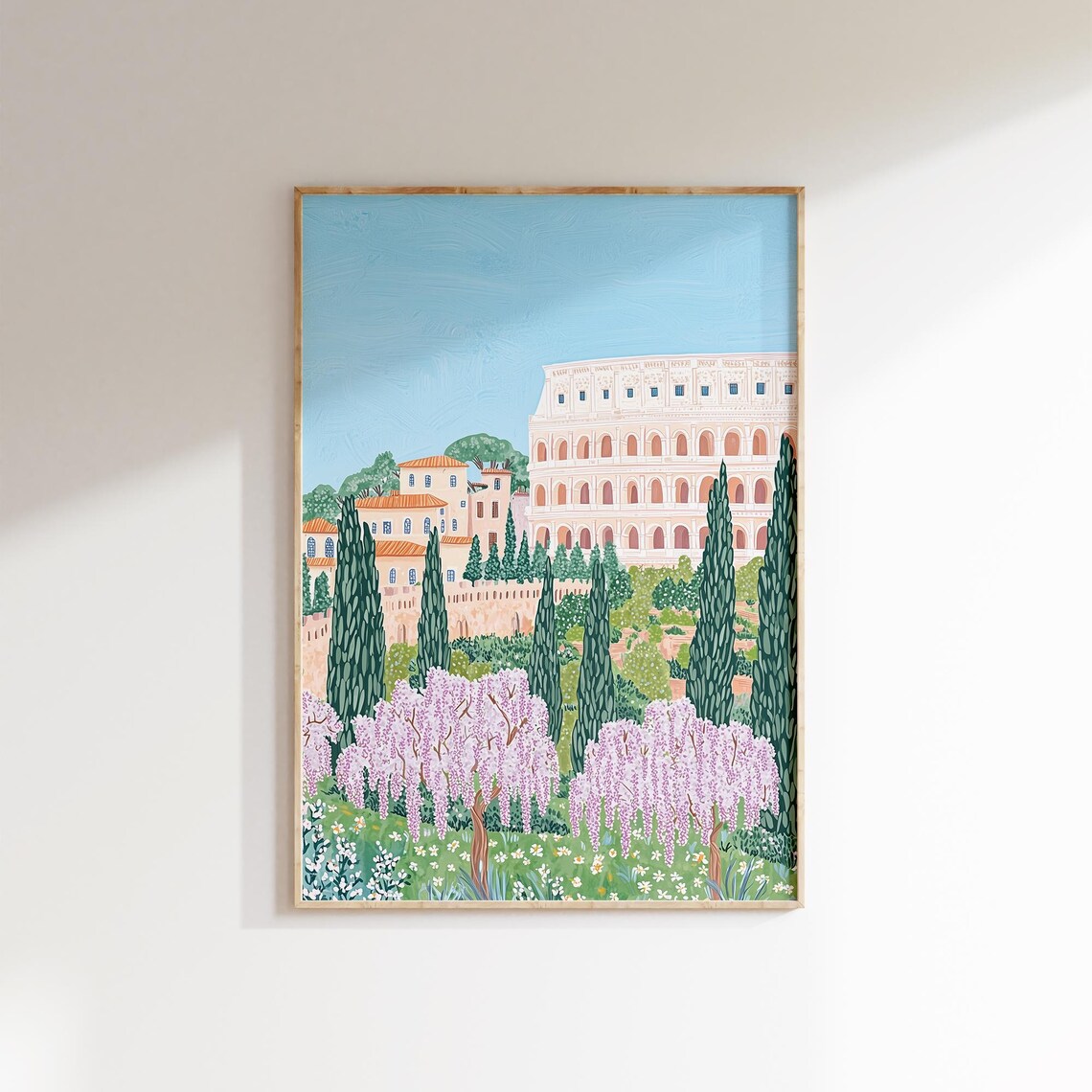 Rome Colosseum Italy Spring Wisteria Garden Ancient Landmark Poster - Image 2