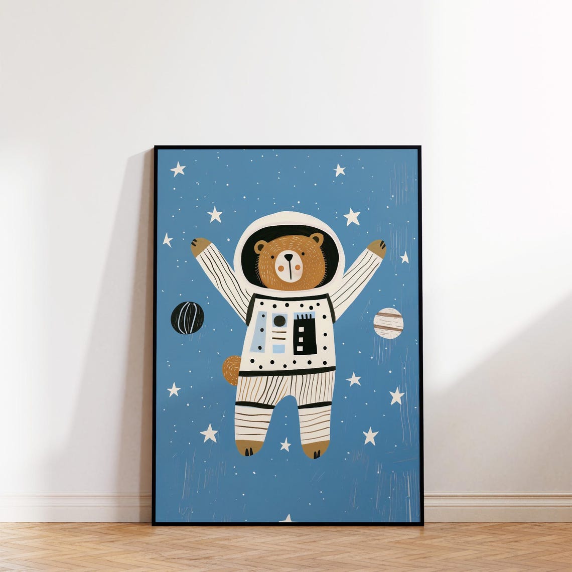 Astronaut Bear Poster Space Nursery Wall Art Boys Room Space Decor Kids Room Art Playroom Decor - Image 2