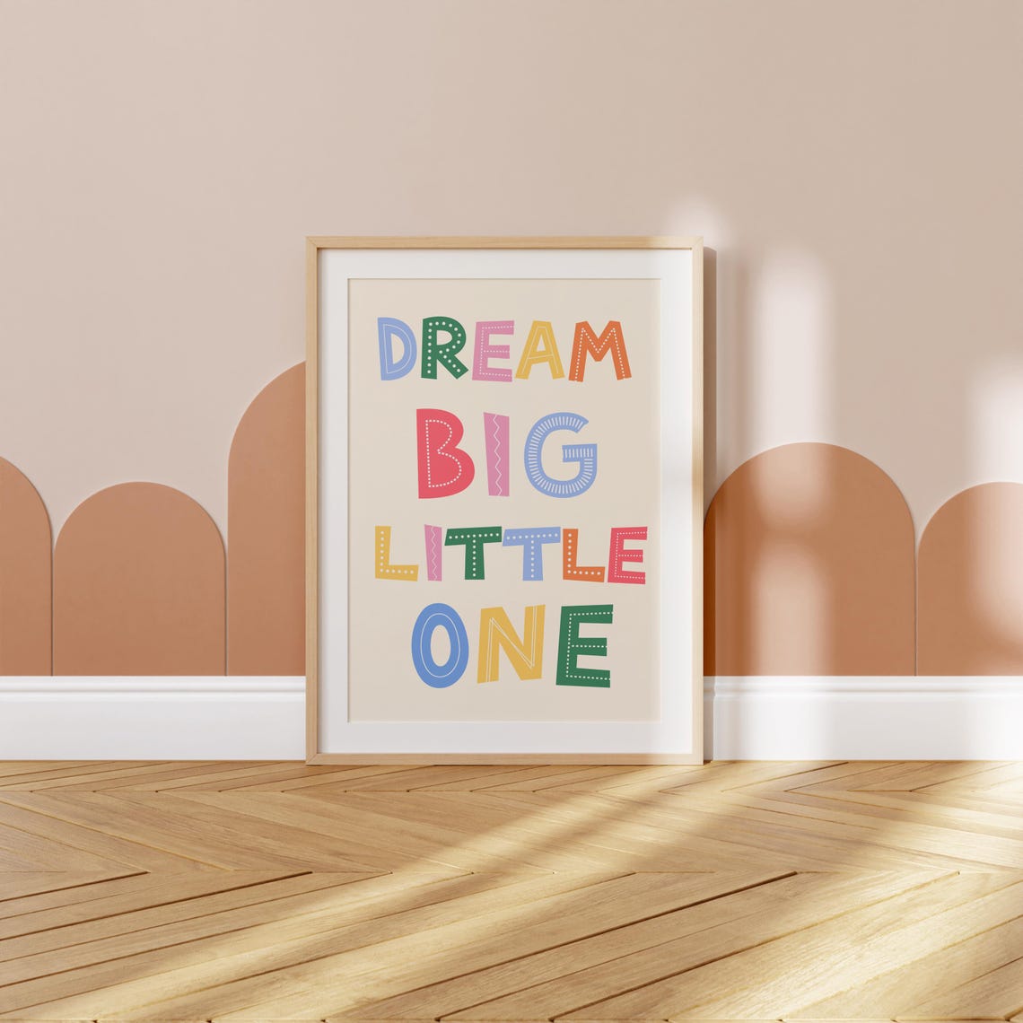 Dream Big Little One Print Set Nursery Wall Art Kids Room Decor Rainbow Typography Wall Art - Image 3