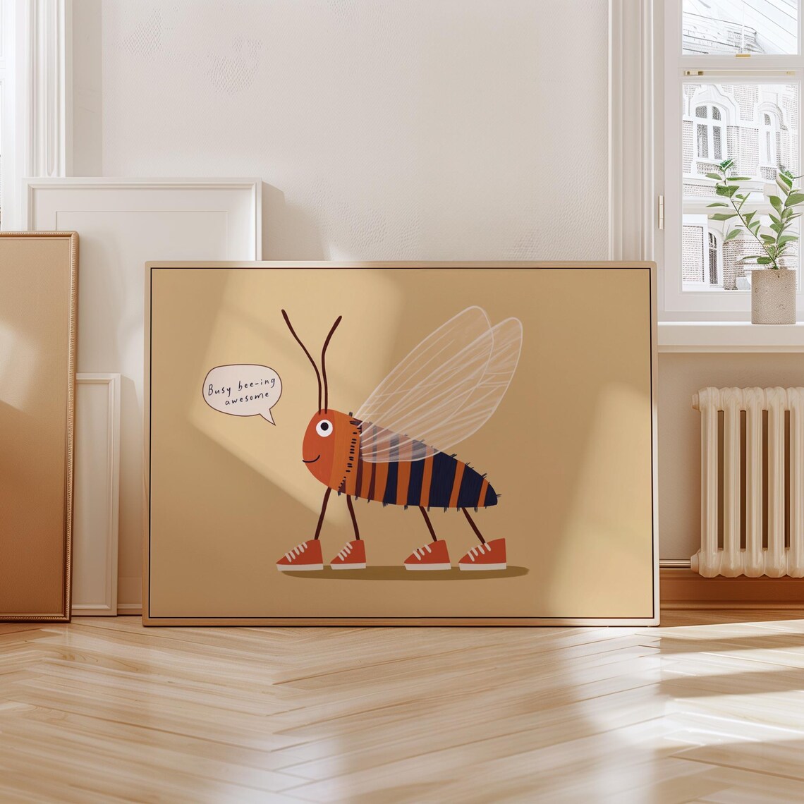 Busy Bee-ing Awesome Cute Bee Sneakers Funny Kids Room Bug Art Poster - Image 3