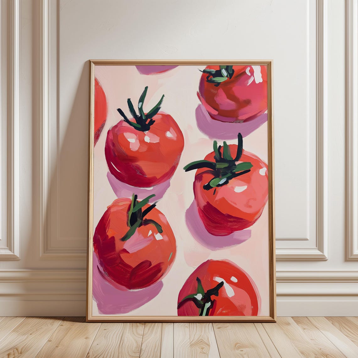 Vibrant Red Tomatoes Painterly Still Life Dopamine Kitchen Art Poster - Image 2