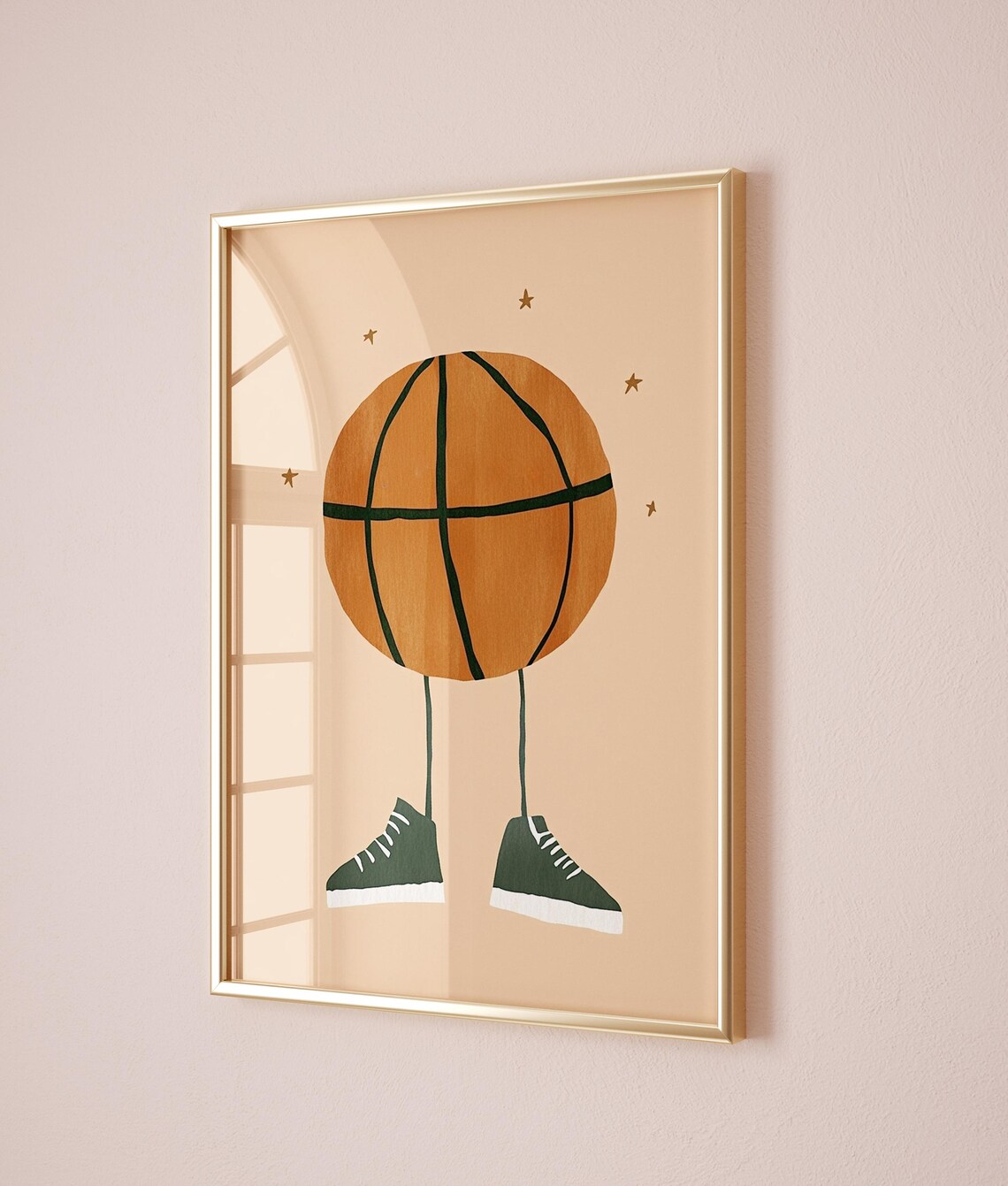 Basketball Legs Green Sneakers Stars Sports Nursery Kids Art Poster - Image 4
