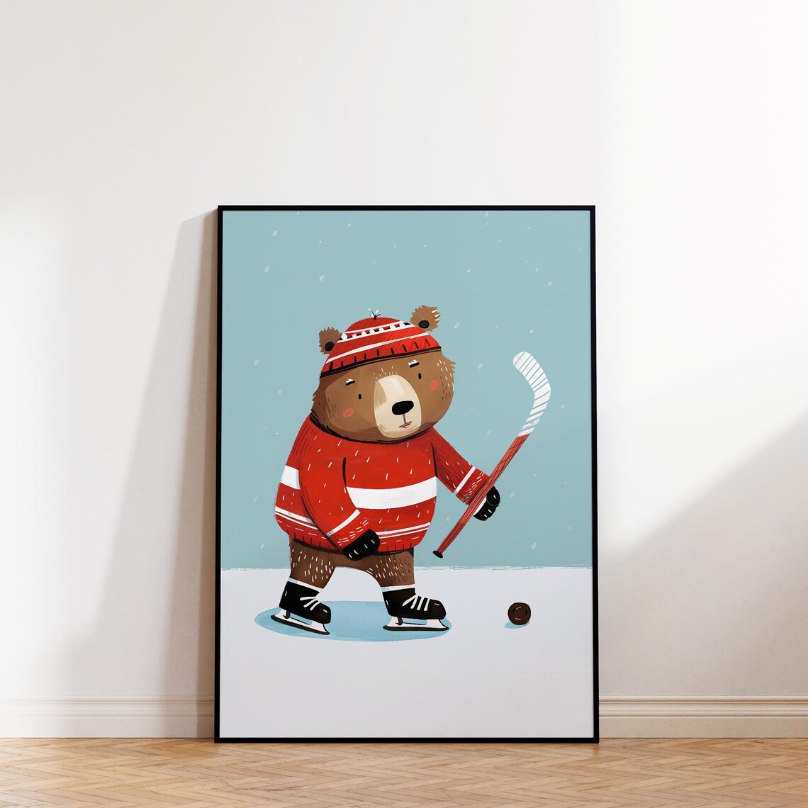 Ice Hockey Bear Art Poster for Boys Room Sports Nursery Decor - Image 2