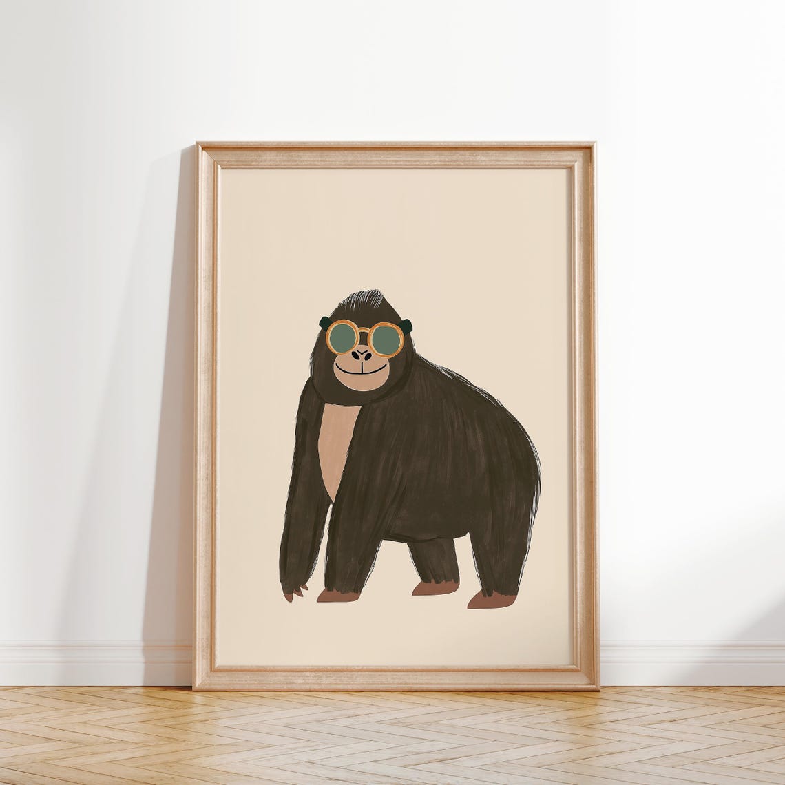 Smiling Gorilla with Round Aviator Sunglasses Kids Room Wall Art - Image 2