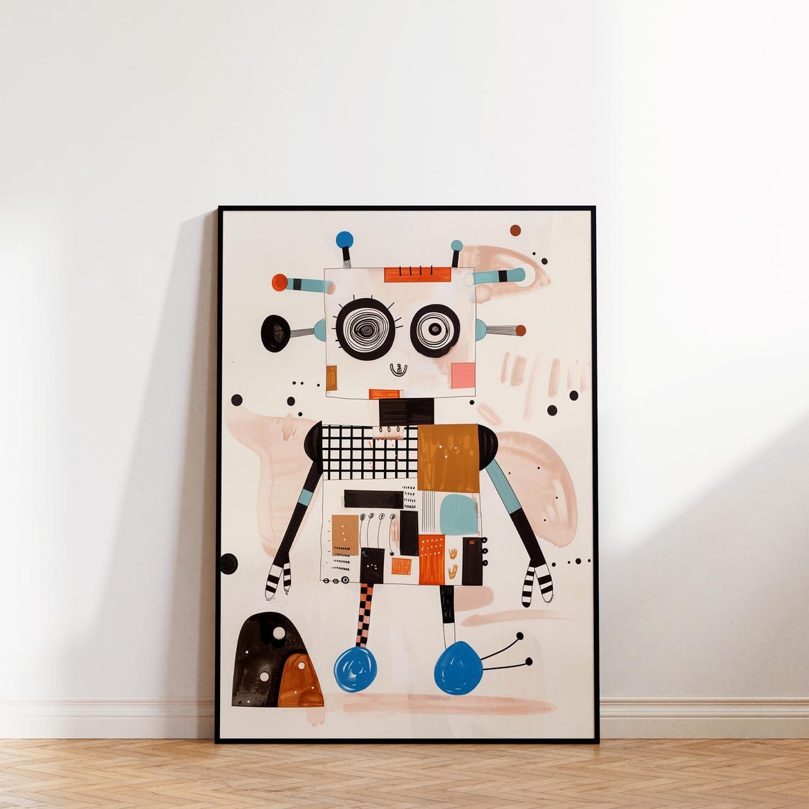 Quirky Robot Wall Art Print Boys Room Decor Playful Nursery Kids Room Tech Art