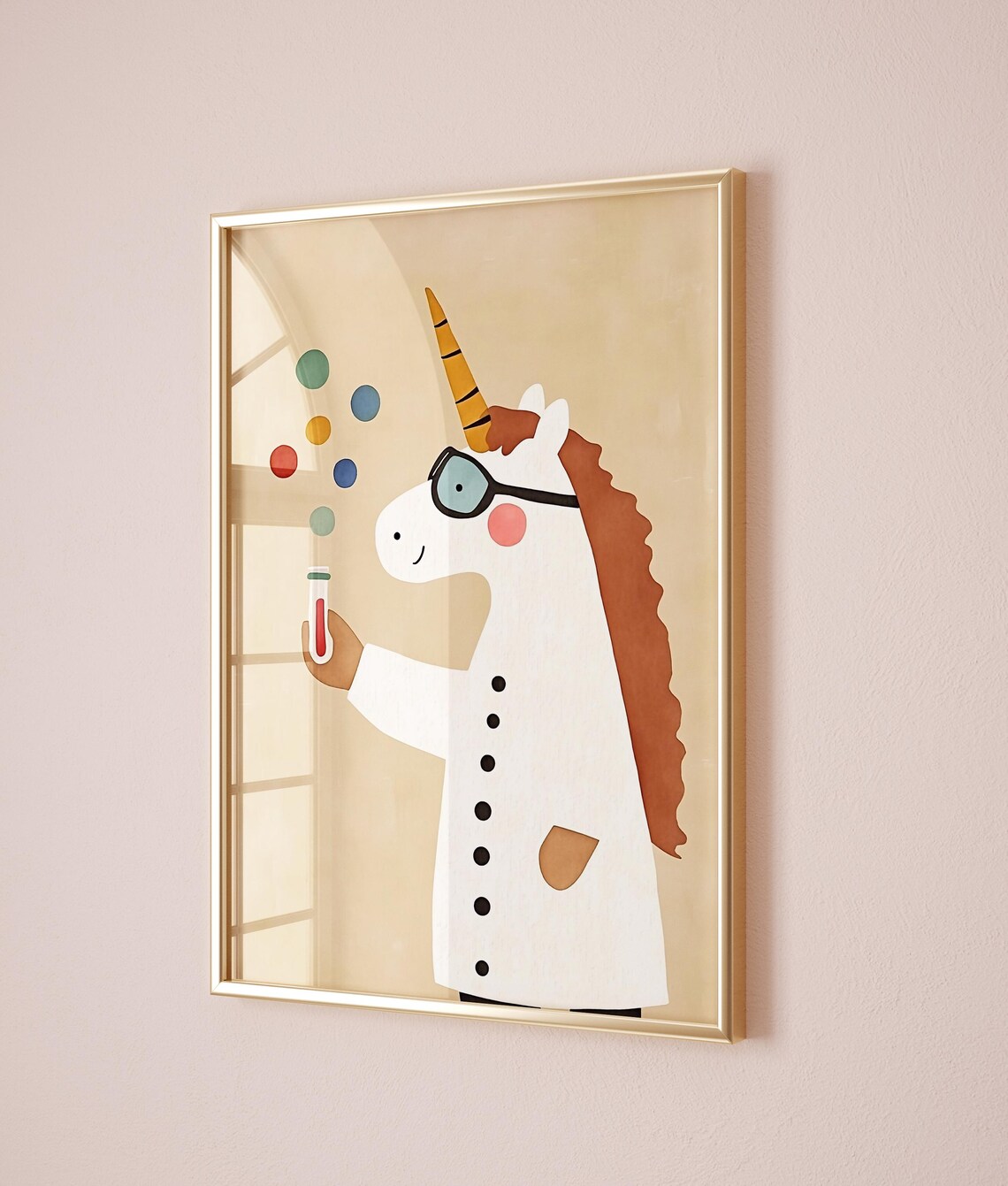 Scientist Unicorn Lab Coat Goggles Test Tube Kids Room Fun Poster - Image 2