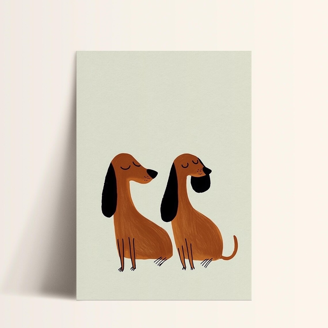 Dachshund Couple Sleeping Wiener Dogs Kids Room Nursery Art Print - Image 4