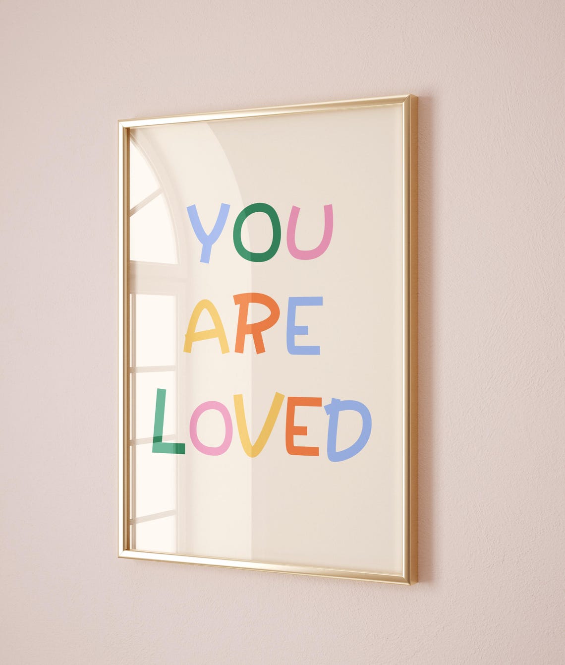 You Are Loved Colorful Hand Lettered Kids Room Nursery Poster - Image 2