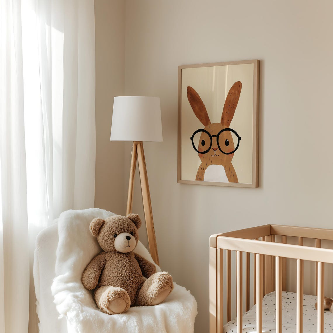 Bunny With Glasses Wall Art Nursery Animal Print Kids Room Decor Playroom Poster - Image 3